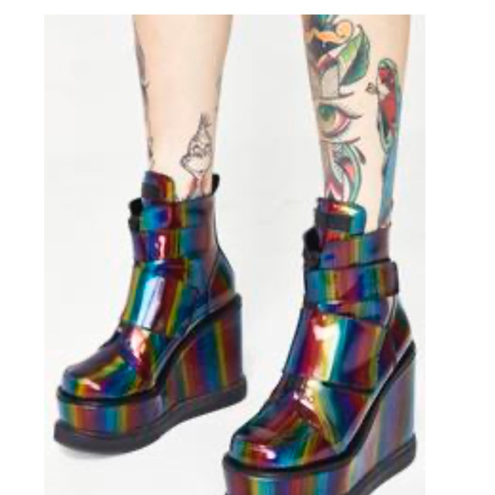Holographic Platform Ankle Boots